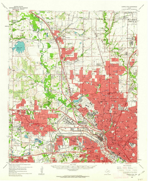 Carrolton, Texas 1959 (1963) USGS Old Topo Map Reprint 15x15 TX Quad 105513 Carrolton, Texas 1959 (1963) USGS Old Topo Map Reprint 15x15 TX Quad 105513
