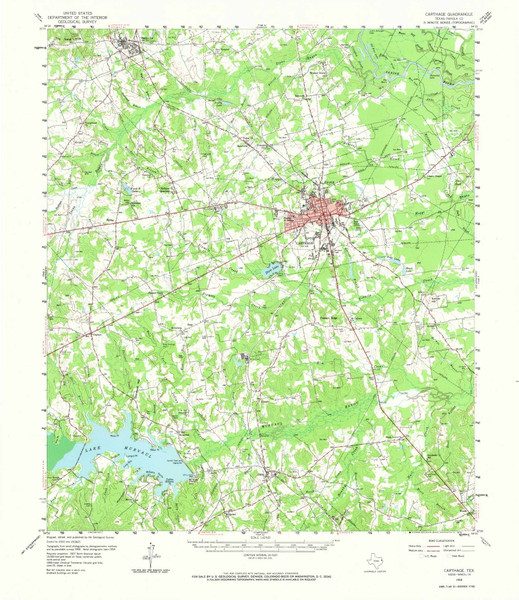 Carthage, Texas 1958 (1973) USGS Old Topo Map Reprint 15x15 TX Quad 105524 Carthage, Texas 1958 (1973) USGS Old Topo Map Reprint 15x15 TX Quad 105524