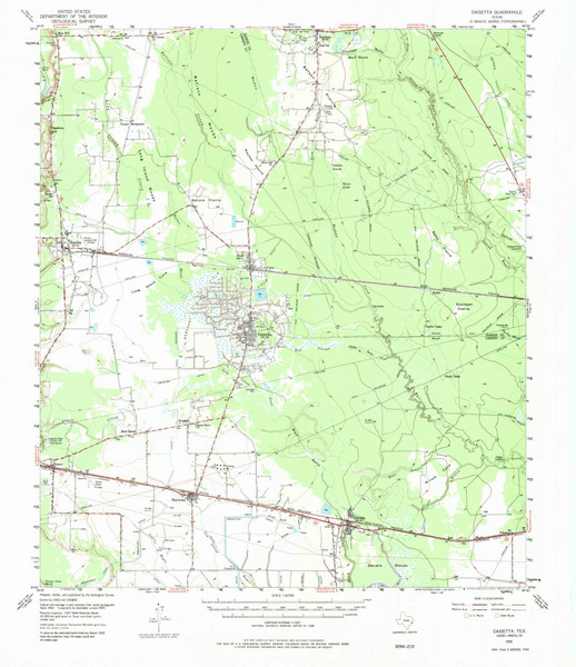 Daisetta, Texas 1955 (1984) USGS Old Topo Map Reprint 15x15 TX Quad 109058 Daisetta, Texas 1955 (1984) USGS Old Topo Map Reprint 15x15 TX Quad 109058