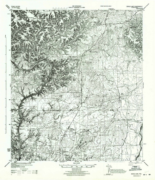 Slaughter Bend, Texas 1944 () USGS Old Topo Map Reprint 15x15 TX Quad 109222