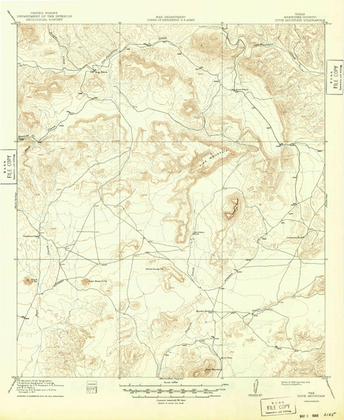 Dove Mountain, Texas 1918 (1949) USGS Old Topo Map Reprint 15x15 TX Quad 107677