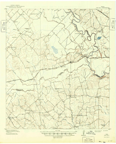 Gay Hill, Texas 1914 (1949) USGS Old Topo Map Reprint 15x15 TX Quad 108429