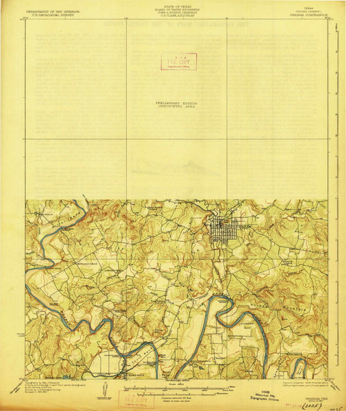 Graham, Texas 1927 () USGS Old Topo Map Reprint 15x15 TX Quad 128473 Graham, Texas 1927 () USGS Old Topo Map Reprint 15x15 TX Quad 128473