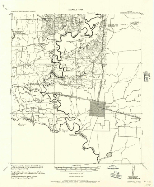 Hempstead, Texas 1956 () USGS Old Topo Map Reprint 15x15 TX Quad 128536