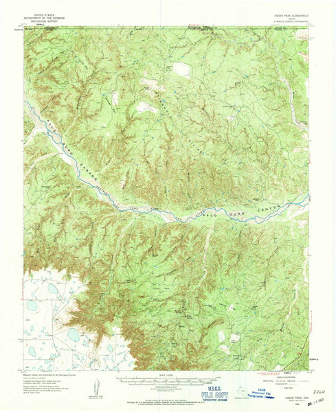Indian Peak, Texas 1960 (1963) USGS Old Topo Map Reprint 15x15 TX Quad 110985