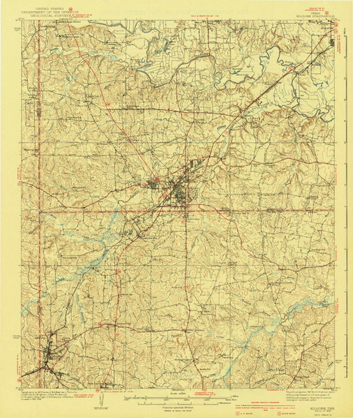 Kilgore, Texas 1940 () USGS Old Topo Map Reprint 15x15 TX Quad 110001 Kilgore, Texas 1940 () USGS Old Topo Map Reprint 15x15 TX Quad 110001