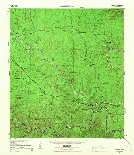 Langtry, Texas 1943 (1967) USGS Old Topo Map Reprint 15x15 TX Quad 110290