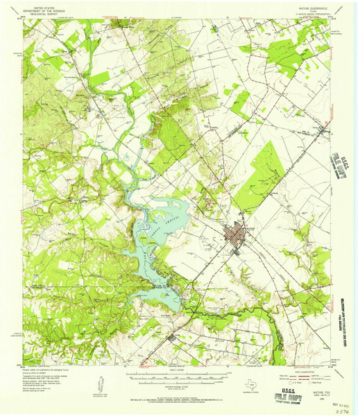 Mathis, Texas 1954 (1956) USGS Old Topo Map Reprint 15x15 TX Quad 109572 Mathis, Texas 1954 (1956) USGS Old Topo Map Reprint 15x15 TX Quad 109572