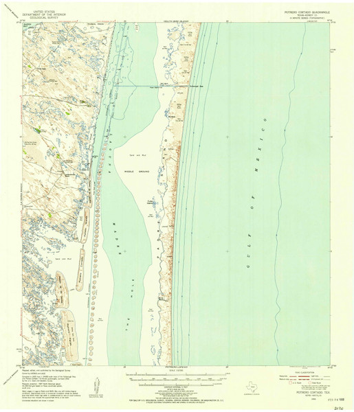 Potrero Cortado, Texas 1955 (1956) USGS Old Topo Map Reprint 15x15 TX Quad 116411