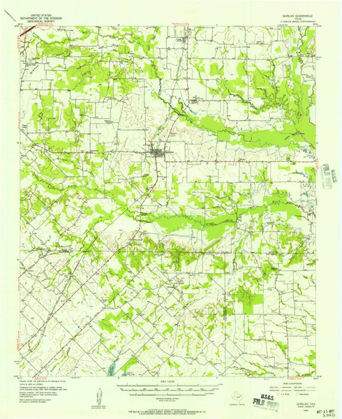 Quinlan, Texas 1956 (1957) USGS Old Topo Map Reprint 15x15 TX Quad 115295