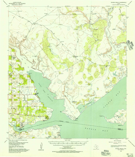 Riviera Beach, Texas 1952 (1957) USGS Old Topo Map Reprint 15x15 TX Quad 128535