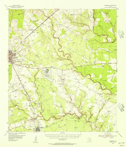 Skidmore, Texas 1954 (1956) USGS Old Topo Map Reprint 15x15 TX Quad 121791 Skidmore, Texas 1954 (1956) USGS Old Topo Map Reprint 15x15 TX Quad 121791