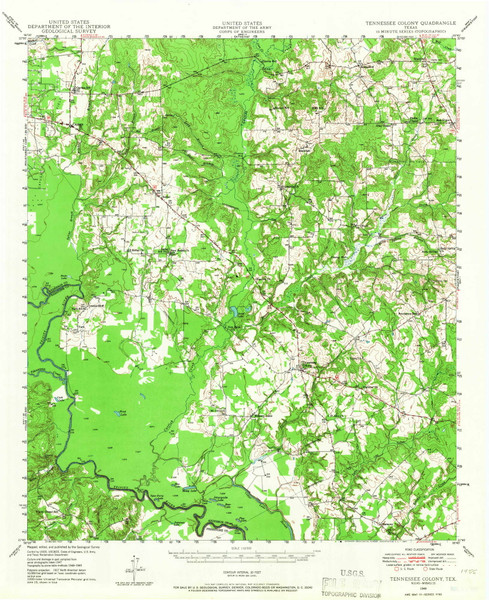 Tennessee Colony, Texas 1949 (1967) USGS Old Topo Map Reprint 15x15 TX Quad 121834 Tennessee Colony, Texas 1949 (1967) USGS Old Topo Map Reprint 15x15 TX Quad 121834