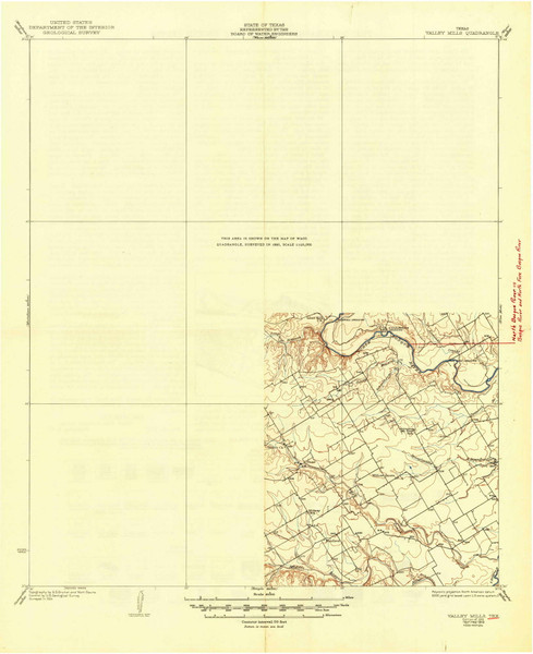 Valley Mills, Texas 1931 (1949) USGS Old Topo Map Reprint 15x15 TX Quad 116834 Valley Mills, Texas 1931 (1949) USGS Old Topo Map Reprint 15x15 TX Quad 116834