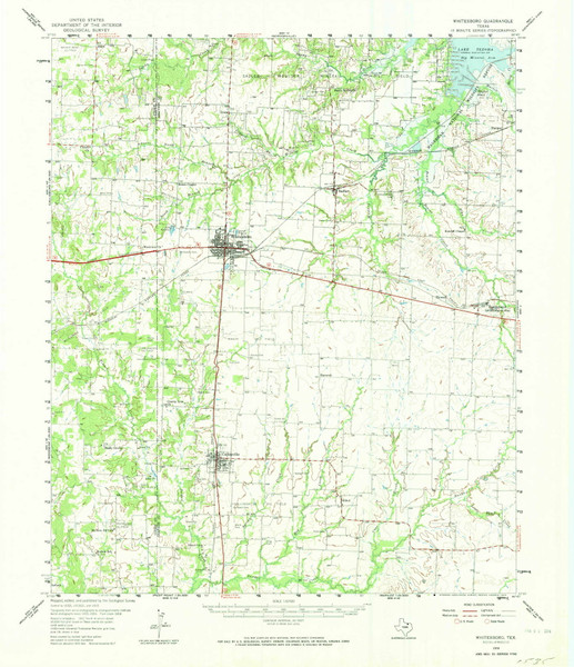 Whitesboro, Texas 1958 (1974) USGS Old Topo Map Reprint 15x15 TX Quad 117153