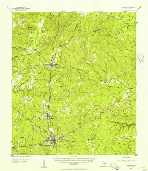 Woodville, Texas 1955 (1956) USGS Old Topo Map Reprint 15x15 TX Quad 117277