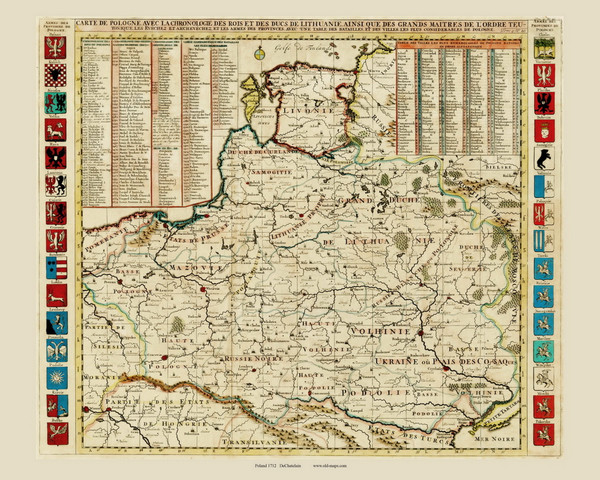 Poland 1712 Chatelain - Old Map Reprint