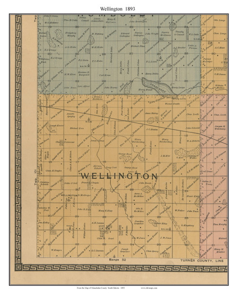 Wellington, South Dakota 1893 Old Town Map Custom Print - Minnehaha Co. Wellington, South Dakota 1893 Old Town Map Custom Print - Minnehaha Co.