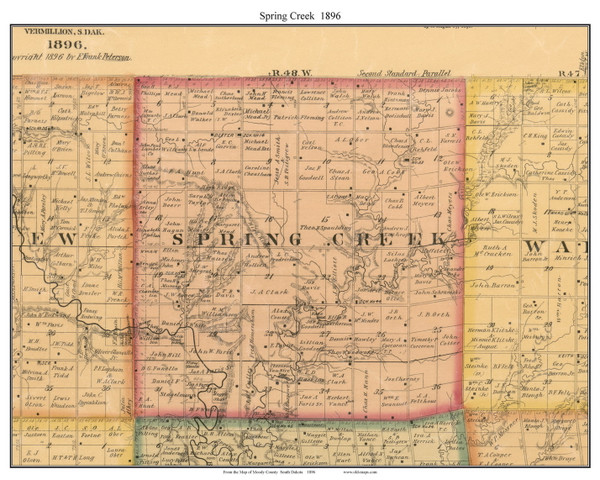 Spring Creek, South Dakota 1896 Old Town Map Custom Print - Moody Co.