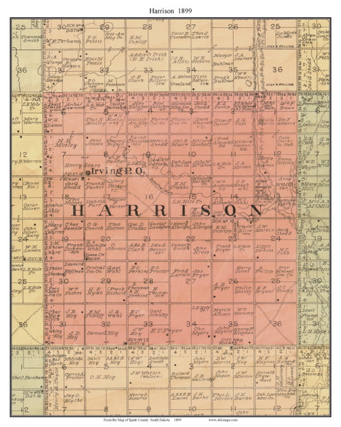 Harrison, South Dakota 1899 Old Town Map Custom Print - Spink Co.