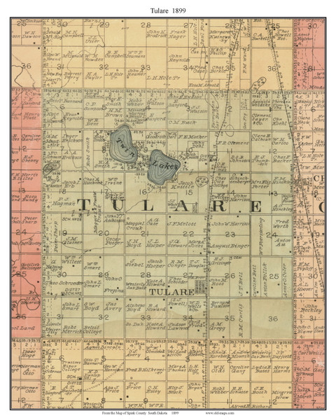 Tulare, South Dakota 1899 Old Town Map Custom Print - Spink Co.