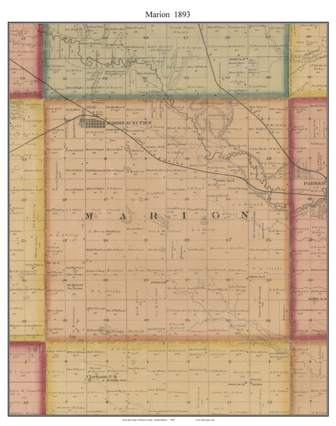 Marion, South Dakota 1893 Old Town Map Custom Print - Turner Co.