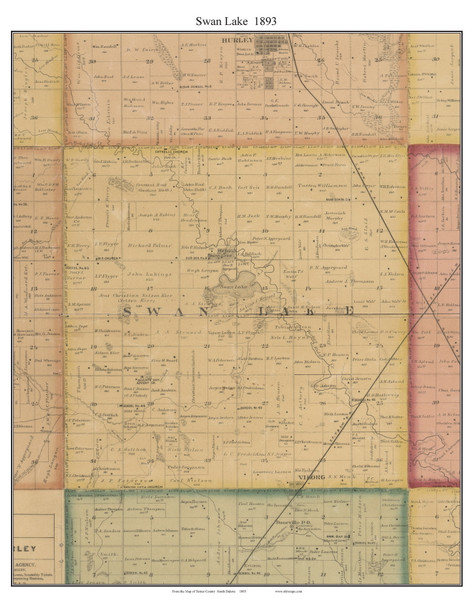 Swan Lake, South Dakota 1893 Old Town Map Custom Print - Turner Co. Swan Lake, South Dakota 1893 Old Town Map Custom Print - Turner Co.