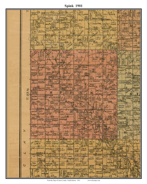 Spink, South Dakota 1901 Old Town Map Custom Print - Union Co. Spink, South Dakota 1901 Old Town Map Custom Print - Union Co.