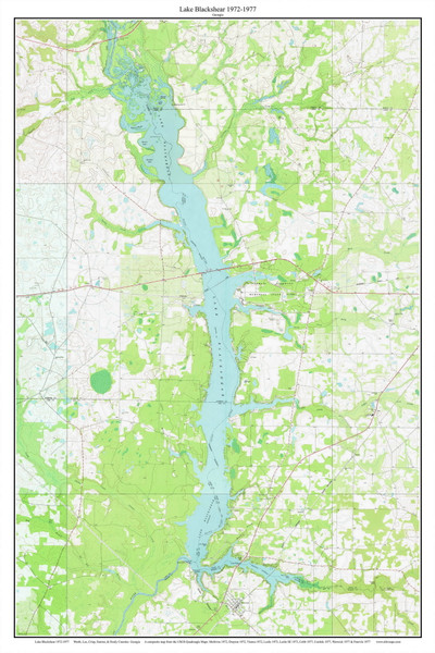 Lake Blackshear 1972-1977 - Custom USGS Old Topo Map - Georgia Lakes