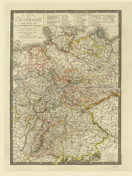 Germany 1827  - Old Map Reprint