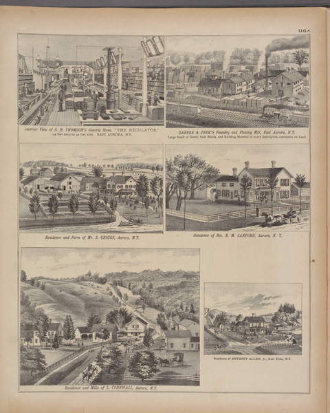 Thomsen's General Store, Darbee & Peeks, Residences of Griggs, Sanford, Cornwall, Allen, New York 1880 - Old Town Map Reprint - Erie Co. Atlas 116A