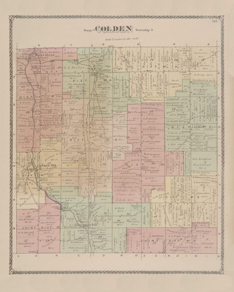 Colden, New York 1880 - Old Town Map Reprint - Erie Co. Atlas 135