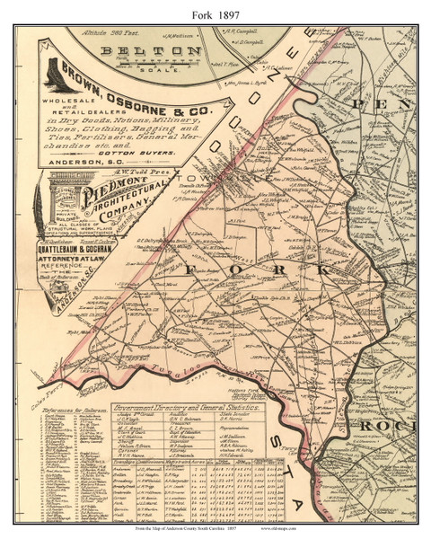 Fork, South Carolina 1897 Old Town Map Custom Print - Anderson Co. Fork, South Carolina 1897 Old Town Map Custom Print - Anderson Co.