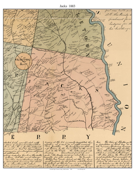 Jacks, South Carolina 1883 Old Town Map Custom Print - Laurens Co.