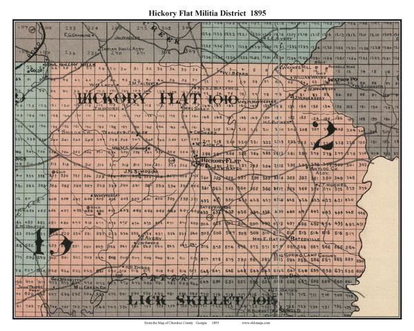 Hickory Flat, Georgia 1895 Old Town Map Custom Print - Cherokee Co. Hickory Flat, Georgia 1895 Old Town Map Custom Print - Cherokee Co.