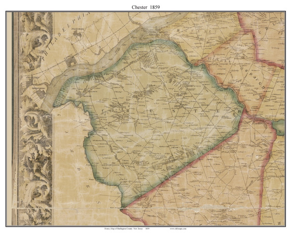 Chester, New Jersey 1859 Old Town Map Custom Print - Burlington Co. Chester, New Jersey 1859 Old Town Map Custom Print - Burlington Co.