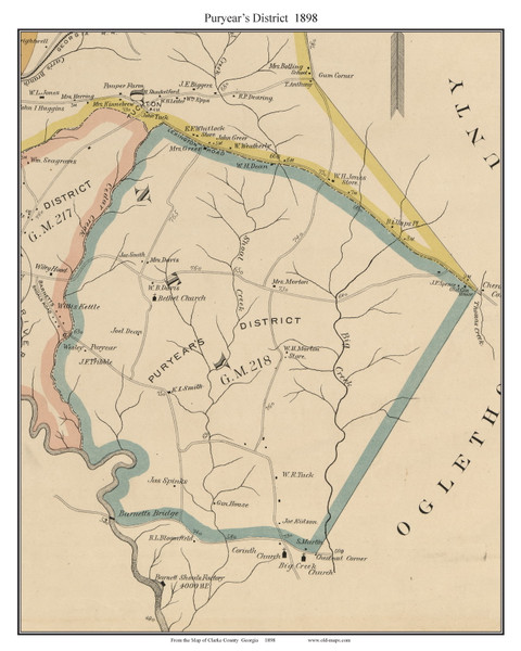 Puryear's Georgia 1898 Old Town Map Custom Print - Clarke Co.