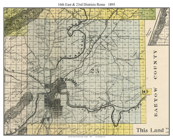 16thE & 23rd Districts Rome, Georgia 1895 Old Town Map Custom Print - Floyd Co.