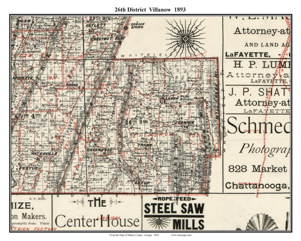 26th District Villanow, Georgia 1893 Old Town Map Custom Print - Walker Co. 26th District Villanow, Georgia 1893 Old Town Map Custom Print - Walker Co.
