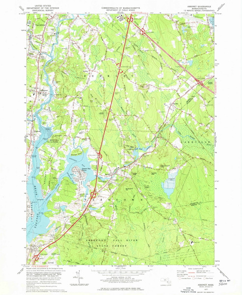 Assonet, Massachusetts 1977 (1977) USGS Old Topo Map Reprint 7x7 MA Quad 349970