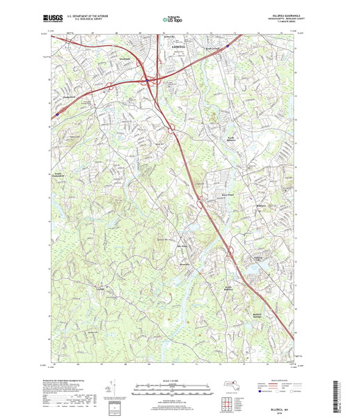 Billerica, Massachusetts 2018 () USGS Old Topo Map Reprint 7x7 MA Quad Billerica, Massachusetts 2018 () USGS Old Topo Map Reprint 7x7 MA Quad