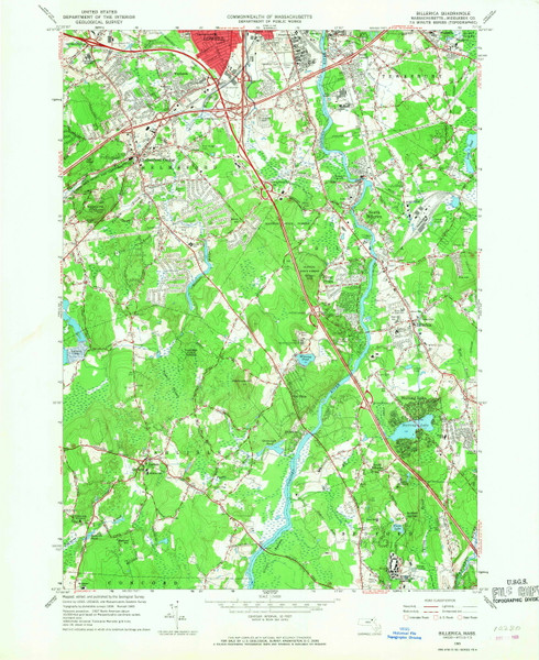 Billerica, Massachusetts 1965 (1968) USGS Old Topo Map Reprint 7x7 MA Quad 350012 Billerica, Massachusetts 1965 (1968) USGS Old Topo Map Reprint 7x7 MA Quad 350012