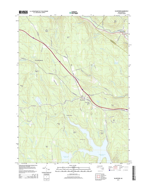 Blandford, Massachusetts 2015 () USGS Old Topo Map Reprint 7x7 MA Quad