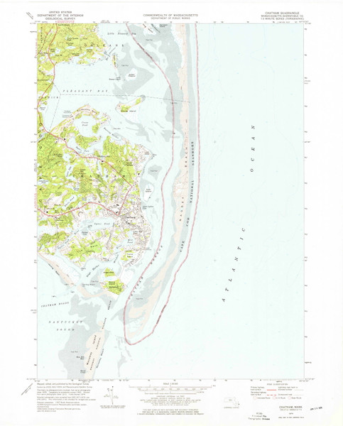 Chatham, Massachusetts 1974 (1976) USGS Old Topo Map Reprint 7x7 MA Quad 350049