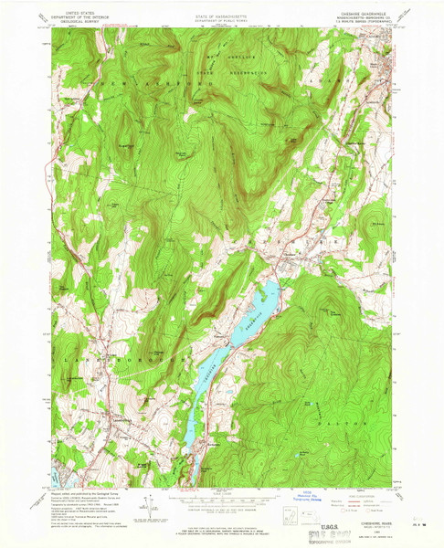 Cheshire, Massachusetts 1959 (1966) USGS Old Topo Map Reprint 7x7 MA Quad 350054 Cheshire, Massachusetts 1959 (1966) USGS Old Topo Map Reprint 7x7 MA Quad 350054