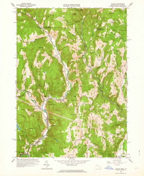 Colrain, Massachusetts 1961 (1963) USGS Old Topo Map Reprint 7x7 MA Quad 350076