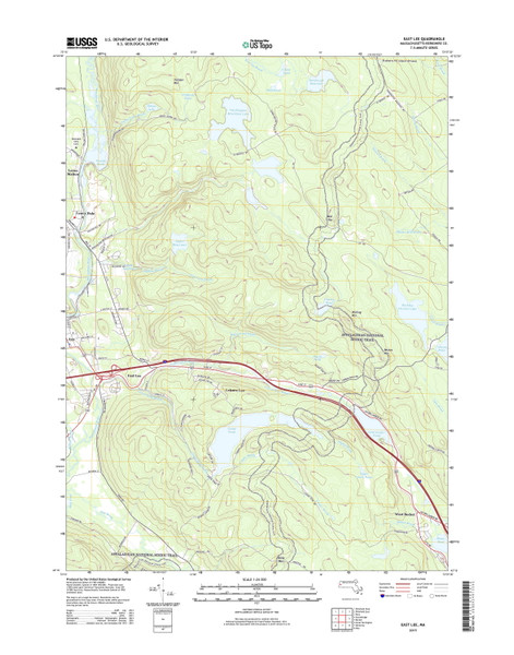East Lee, Massachusetts 2015 () USGS Old Topo Map Reprint 7x7 MA Quad