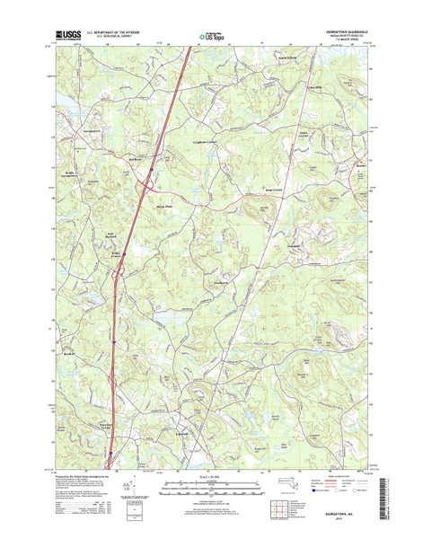 Georgetown, Massachusetts 2015 () USGS Old Topo Map Reprint 7x7 MA Quad