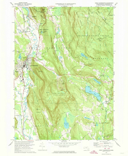 Great Barrington, Massachusetts 1973 (1974) USGS Old Topo Map Reprint 7x7 MA Quad 350173