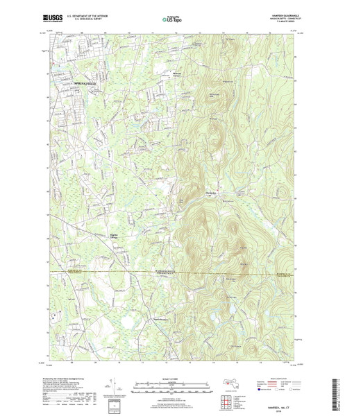Hampden, Massachusetts 2018 () USGS Old Topo Map Reprint 7x7 MA Quad